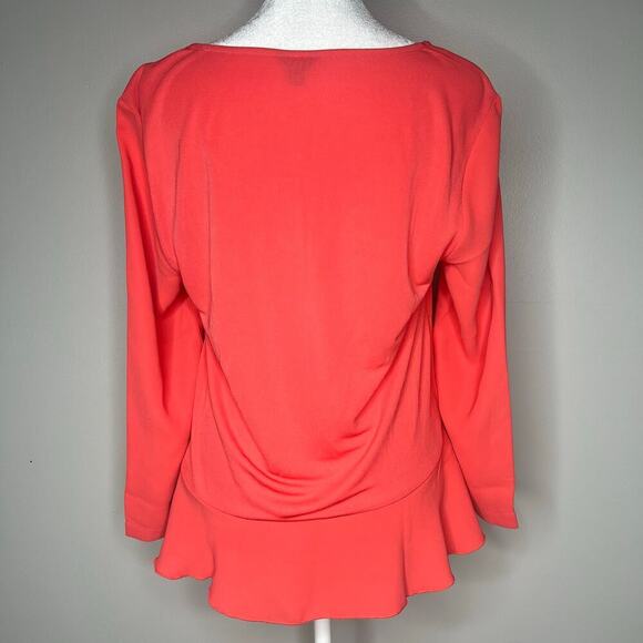 NWT Ann Taylor Women's Peplum Blouse Size Small Long Sleeve Coral - Picture 3 of 6